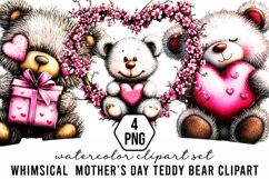 Whimsical Mother’s Day Teddy Bear Clipart Product Image 1