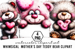 Whimsical Mother’s Day Teddy Bear Clipart Product Image 1