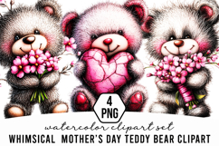 Whimsical Mother’s Day Teddy Bear Clipart Product Image 1