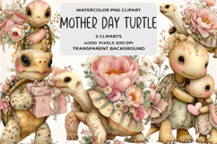 Whimsical Mother's Day Turtle Clipart Product Image 1