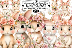 Whimsical Mothers Day Bunny Watercolor Clipart Png Product Image 1