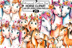 Whimsical Mothers Day Horse Clipart Png Product Image 1