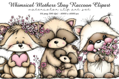 Whimsical Mothers Day Raccoon Clipart Product Image 1