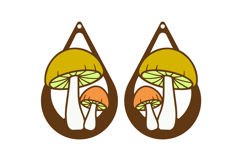 Whimsical Mushroom Earring, Teardrop Laser Cut SVG Earrings Product Image 2