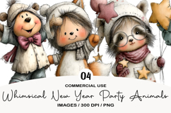 Whimsical New Year Party Animals Clipart Product Image 1