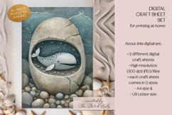 Whimsical Whales Craft Sheets - 3 Printable JPEG Files Product Image 4