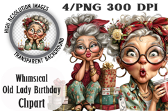 Whimsical Old Lady Birthday Clipart Product Image 1