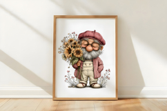 Whimsical Old Man with Sunflowers Clipart Product Image 3