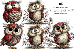 Whimsical Owls Spring Clipart Product Image 1