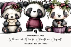 Whimsical Panda Christmas Clipart Product Image 1