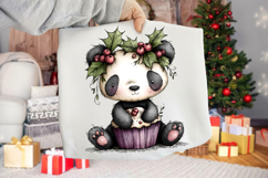 Whimsical Panda Christmas Clipart Product Image 2