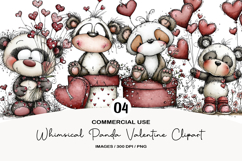 Whimsical Panda Valentine Clipart Product Image 1