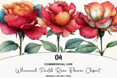 Whimsical Pastel Rose Flower Clipart Product Image 1