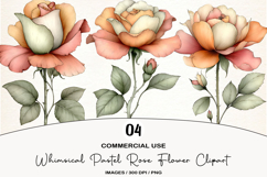 Whimsical Pastel Rose Flower Clipart Product Image 1