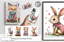 Whimsical Patchwork Pets Digital Paper Product Image 1