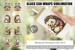 Whimsical Patchwork Pets Glass Can Product Image 1