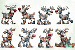 Whimsical Patchwork Reindeer Clipart Product Image 6