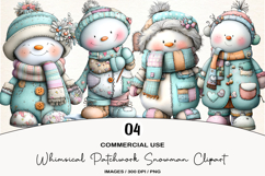 Whimsical Patchwork Snowman Clipart Product Image 1