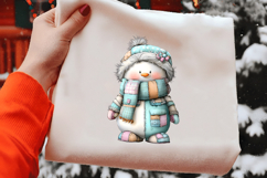 Whimsical Patchwork Snowman Clipart Product Image 2