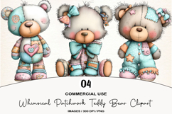 Whimsical Patchwork Teddy Bear Clipart Product Image 1