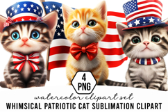 Whimsical Patriotic Cat Sublimation Clipart Product Image 1