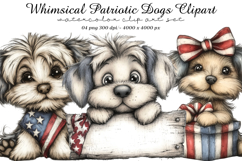 Whimsical Patriotic Dogs Clipart Product Image 1