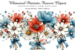 Whimsical Patriotic Flowers Clipart Product Image 1