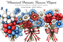 Whimsical Patriotic Flowers Clipart Product Image 1