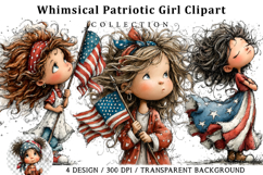 Whimsical Patriotic Girl Clipart Product Image 1
