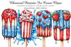 Whimsical Patriotic Ice Cream Clipart Product Image 1