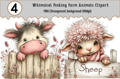Whimsical Peeking Farm Animals Clipart Product Image 1