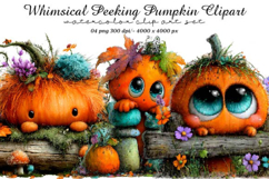 Whimsical Peeking Pumpkin Clipart Product Image 1