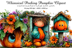 Whimsical Peeking Pumpkin Clipart Product Image 1