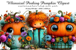 Whimsical Peeking Pumpkin Clipart Product Image 1