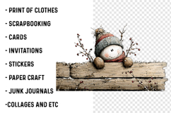 Whimsical Peeking Snowman Christmas PNG Product Image 2