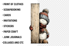 Whimsical Peeking Snowman Christmas PNG Product Image 2