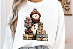 Whimsical Peeking Snowman Christmas PNG Product Image 3
