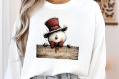 Whimsical Peeking Snowman Christmas PNG Product Image 3