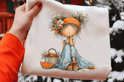 Whimsical Picnic Girl Watercolor Clipart Product Image 2