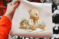 Whimsical Picnic Teddy Watercolor Clipart Product Image 2