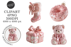 Whimsical Pink Christmas Clipart Product Image 1