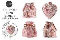 Whimsical Pink Christmas Clipart Product Image 1