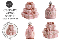 Whimsical Pink Christmas Clipart Product Image 1