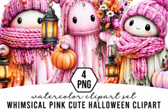 Whimsical Pink Cute Halloween Clipart Product Image 1