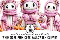 Whimsical Pink Cute Halloween Clipart Product Image 1