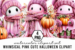 Whimsical Pink Cute Halloween Clipart Product Image 1