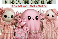 Whimsical Pink Ghost Clipart Product Image 1
