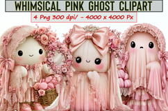 Whimsical Pink Ghost Clipart Product Image 1