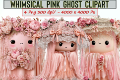 Whimsical Pink Ghost Clipart Product Image 1