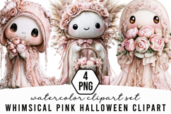 Whimsical Pink Halloween Clipart Product Image 1